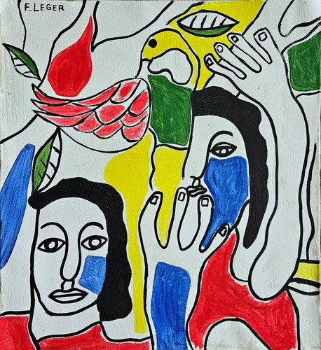 Dipinto olio tela cubista - olio, su
