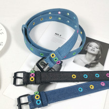 Donna Ragazza Tela Denim Cintura Skinny Casual Girovita Moda Retrò