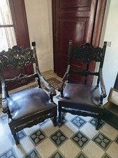 Antiche Poltrone Legno/Pelle