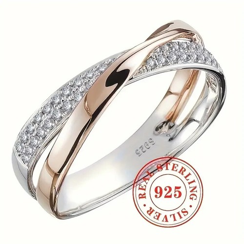 Anello pavè bicolore argento - bicolore,