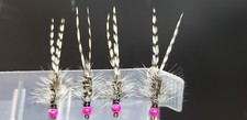 FLY--MOSCHE (*PINK BEAD-HEAD WHITE GRIZZLY ANGUILLA BUGGER*)*2 MOSCHE*TAGLIA 6* 