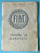 Fiat Libretto Tessera di Garanzia 1931 Berlina lusso blu  522 L