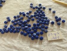 Lot de 100 perles en verre anciennes vintage ronde plate bleu lapis