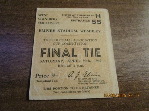 Biglietto stub 1949 - stub, f.a.cup