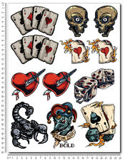 Aces Spades Scorpione dadi teschio casco moto decal set 12 adesivi mostro