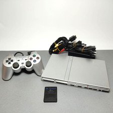 Sony Playstation 2 PS2 SLIM SILVER Console + controller + memory card + cavi