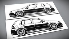 Adesivo Golf MK4 Silhouette Golf MK4 R32 tuning sticker silhouette nero nuovo