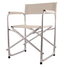 Sedia da Regista Pieghevole in Alluminio e Tessuto Oxford Ecru