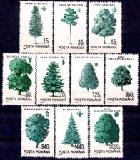 Romania 1994 Alberi Forestali Argento Abete/Pinoppo/Rovere/Larice/Faggio/Acero/Cenere MNH