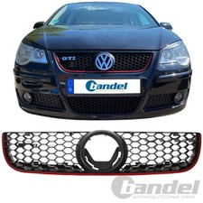 GRIGLIA RADIATORE GRIGLIA ANTERIORE NERA NIDO D'APE BARRA ROSSA per VW POLO 9N3 GTI Facelift