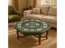 Tavolino da caffè fatto a mano in marmo verde - design Pietra Dura floreale madreperla