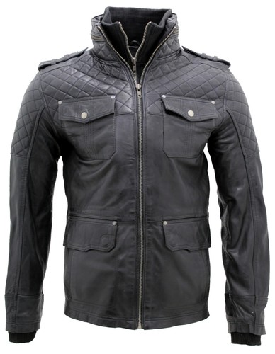 Giacca pelle nappa nera - in,