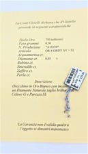* ORECCHINO SINGOLO UOMO ORO BIANCO 18KT 750 PUNTO LUCE BRILLANTE DIAMANTE VERO