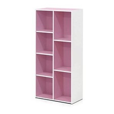 Furinno 11048 Librerie, Legno, Bianco/Pink, 7 scomparti