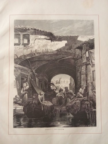 1880 antica xilografia veduta - antica,