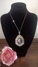 COLLANA. MADONNA DIPINTA firmata Walter-1910-1920-PUNZONI ARGENTO 800+ORO 750