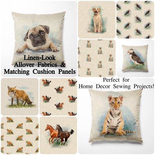 Tessuto lino look - look, animali