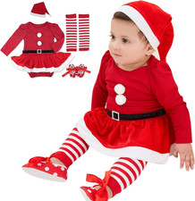 4PCS Neonato Bambina Vestito