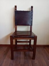 Sedia Legno Castagno con seduta e schienale di cuoio