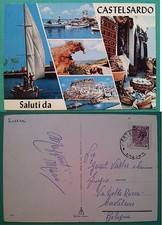 Castelsardo: Saluti da... 1972 Barca a vela - Artigianato - Roccia dell'Elefante