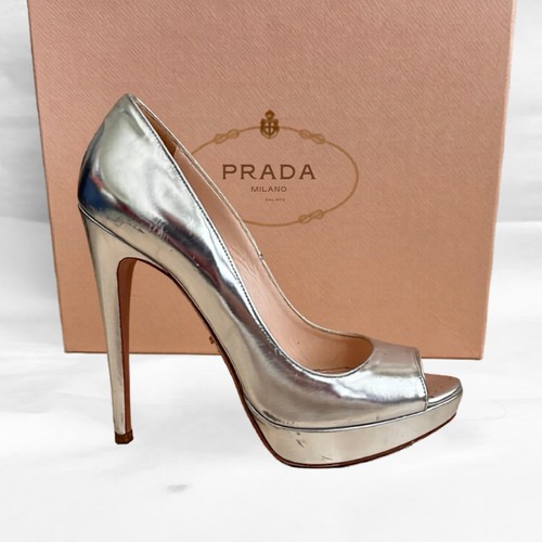 Decolte prada argento pelle - argento,