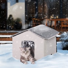 VEVOR Cuccia per Gatti Esterno Cuscinetto Riscaldato Grigio Tessuto Oxford 600D