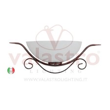 Plafoniera a parete vintage in Ferro Battuto vetro alabastro bianco 