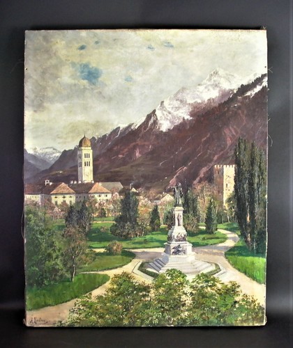 Dipinto olio trento monumento - dipinto,