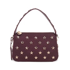Borsa a Spalla Le Pandorine Media Elena Bordeaux con borchie in metallo a stella