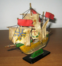  MODELLINO CARAVELLA SANTA MARIA IN LEGNO FATTO A MANO Veliero Vintage