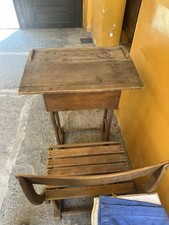 BANCO DA SCUOLA ANTICO ORIGINALE INIZIO '900 con  seduta  TAVOLINO TAVOLO LAVORO