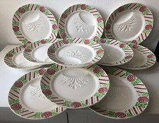 Antica serie di 12 piatti + piatto portata carciofi - Sarreguemines