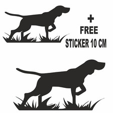 adesivo POINTER CANE CACCIA NERO PRESPAZIATO  + ADESIVO DA 10 CM IN OMAGGIO