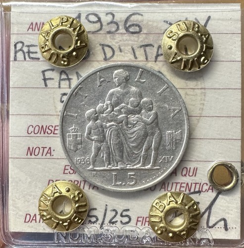 Moneta regno italia lire - moneta, 5