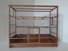 Gabbia per uccelli in legno nuova, mai usata, fatta a mano (30x70x60h)