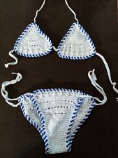 BIKINI/ COSTUME BAGNO DUEPEZZI TRIANGOLO RAGAZZA  UNCINETTO VINTAGE C/B(S16)