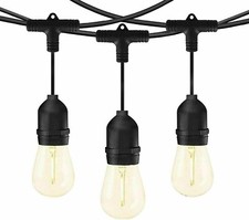 Catena luminosa esterno 10 Lampadine E27 LED cavo 10 mt IP65 impermeabile NERO