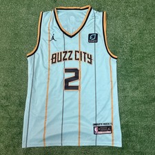 Jordan Charlotte Hornets City Edition Lamello Ball Jersey Uomo Taglia 50 Teal NBA
