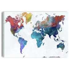 Quadro Mappamondo Colorato - Stampa su Tela Vintage Astratto da Soggiorno Camera