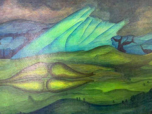 Quadro olio paesaggio surreale - paesaggio,