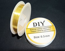 15mt /rotolo di filo in rame placcato 0.3mm 'anti-tarnish' colore oro 