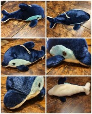 Peluche DELFINO? giocattolo animale mare morbido BLU bambini regalo 40/20/16 cm