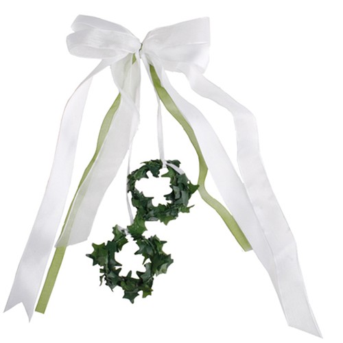 Fiocco auto sposi cuore - cuore, bianco