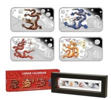 Lunar calendar coin series - 2012 Year of the dragon - 4 pièces rectangulaires 