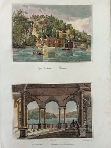 Stampa antica lago como - stampa,