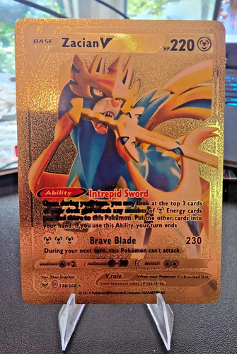 Pokemon zacian gold foil fan - v,