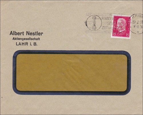 Perfin lettera lahr im - perfin:,