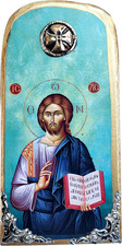 Icona Greca Christian Orthodox Legno Legno Di Gesù Cristo/Op10