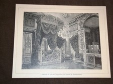 Rara veduta dell'800 Castello di Fontainebleau Camera da letto dell'Imperatore