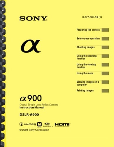 Sony alpha a900 manuale - a900,